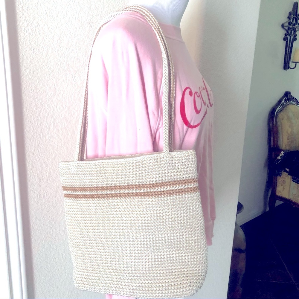 The Sak Bag Weave Beach Festival Vacation Tote Shoulder Crochet Coast Off White - Picture 3 of 10